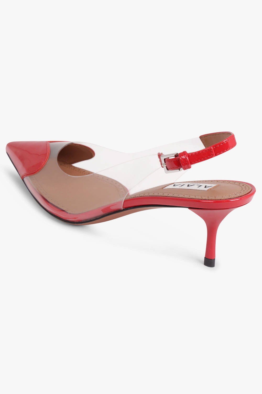 PATENT CALFSKIN 55MM HEART SLINGBACKS | RED - 3