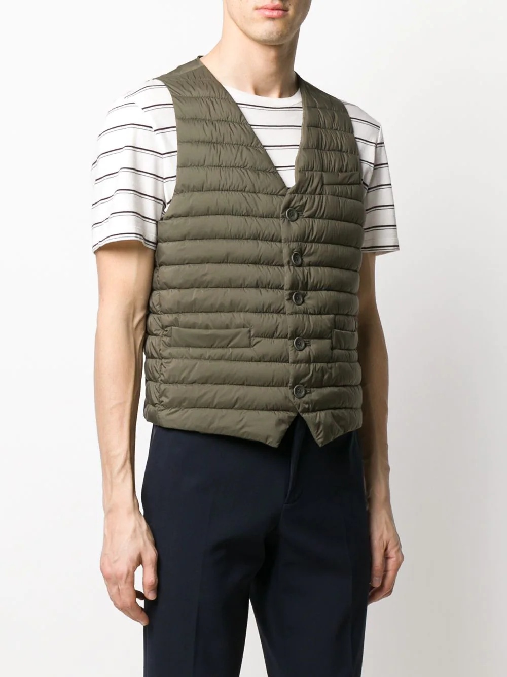 quilted V-neck gilet - 3