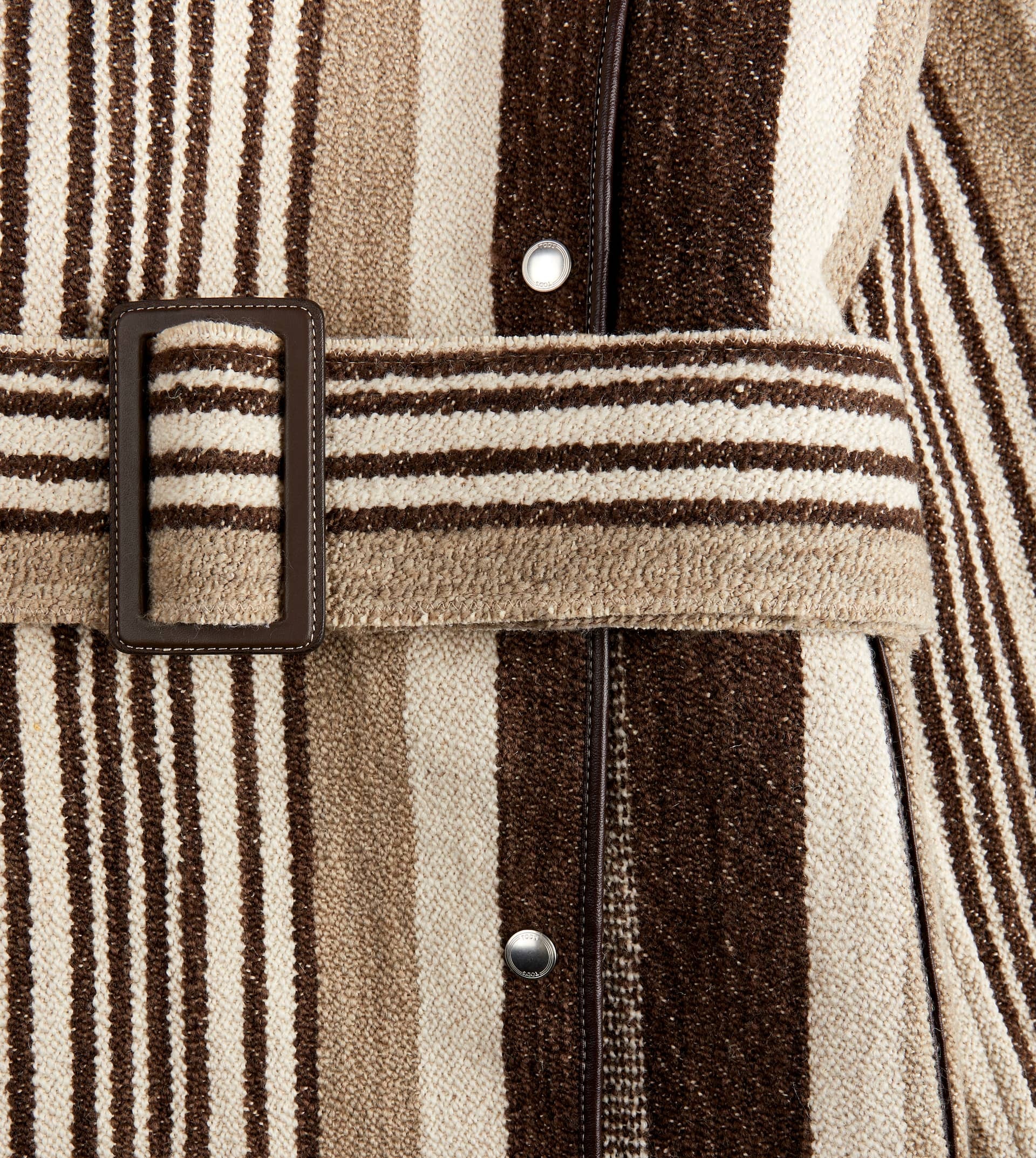 CABAN WITH LEATHER INSERTS - BROWN, BEIGE, OFF WHITE - 9
