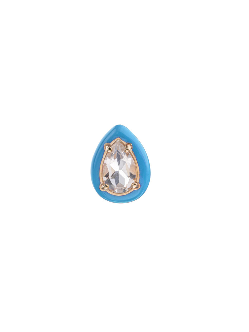 Women's Gumdrop Goldtone, Enamel & Rock Crystal Stud Earring - Turquoise 1