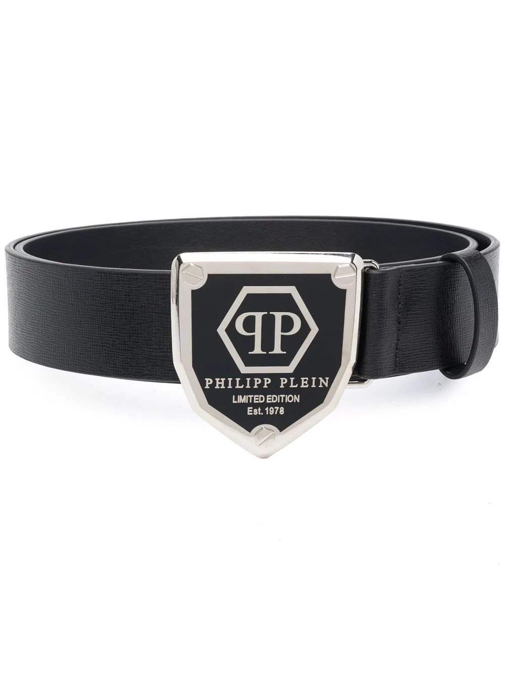 logo-plaque leather belt - 1