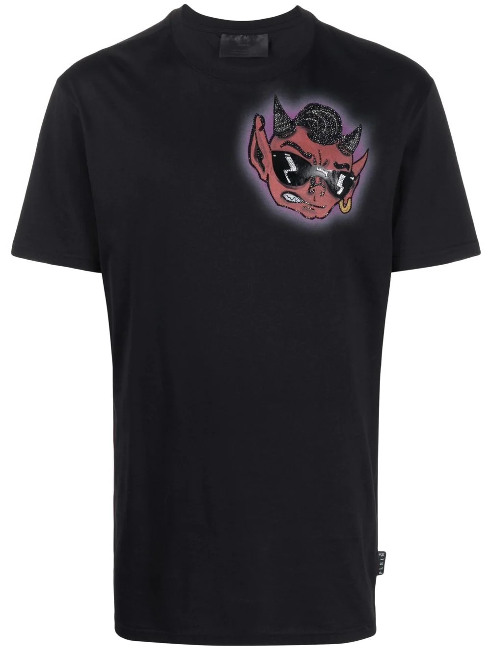 logo-print beaded devil T-shirt - 1