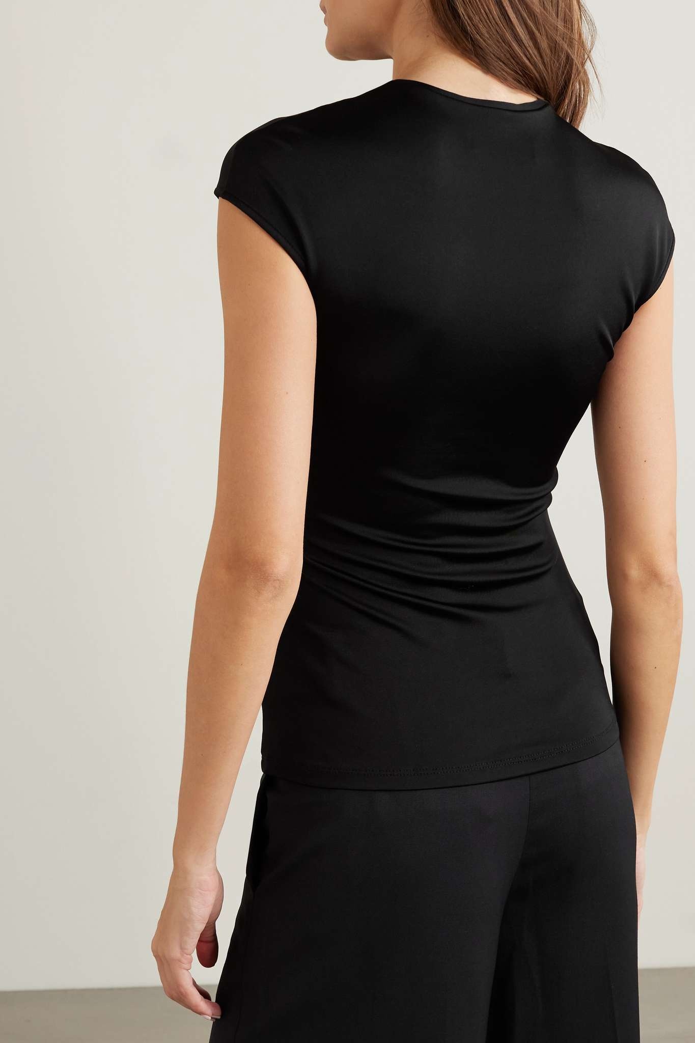 TOVE Paola twist-front satin and stretch-jersey top | REVERSIBLE