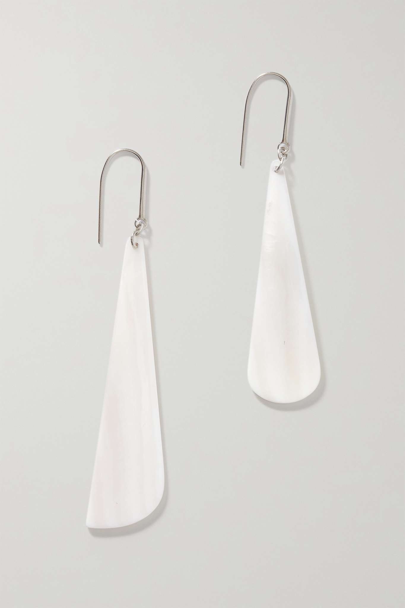 Silver-tone and shell earrings - 1