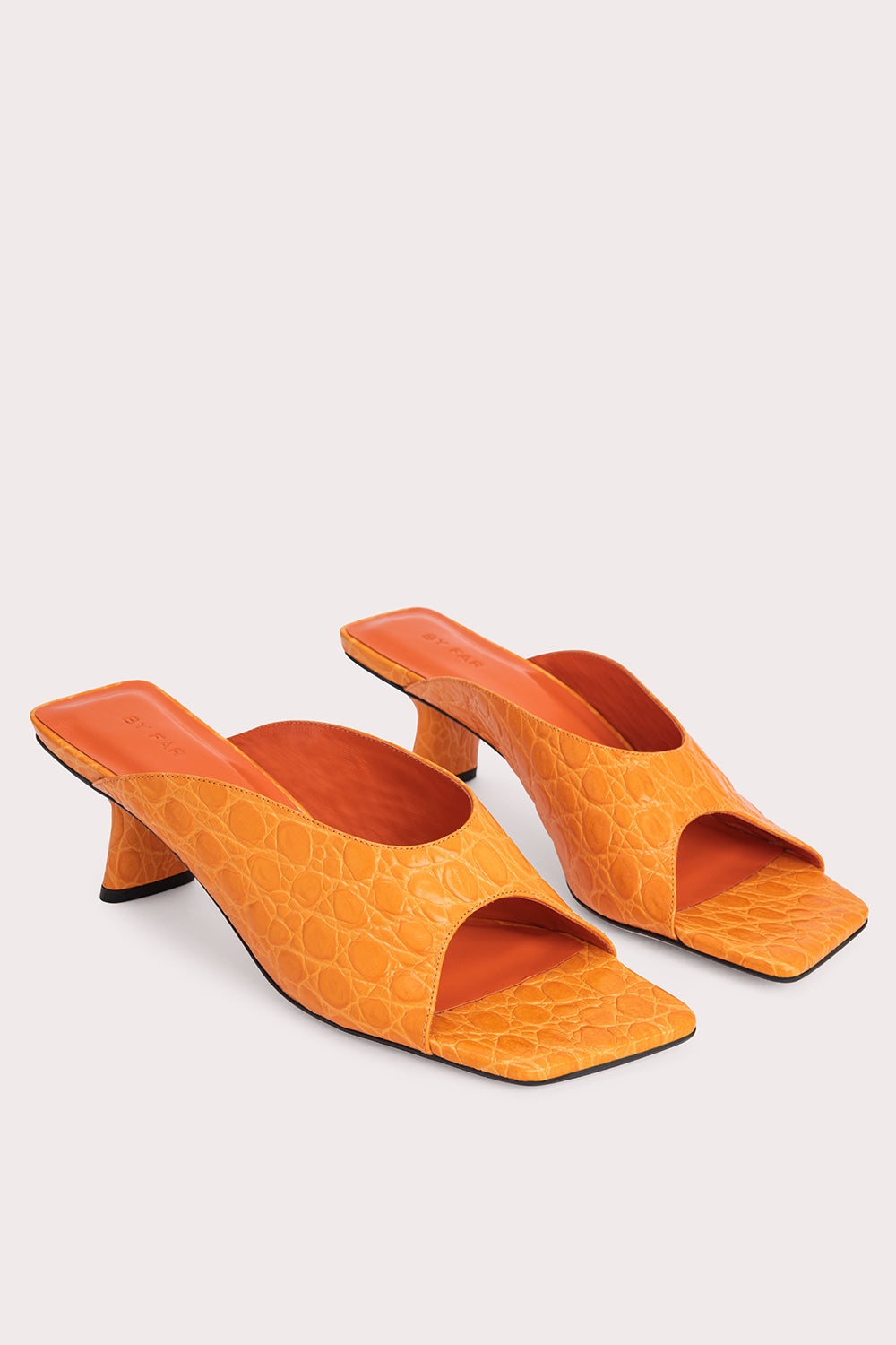Huston Orange Circular Croco Embossed Leather - 3