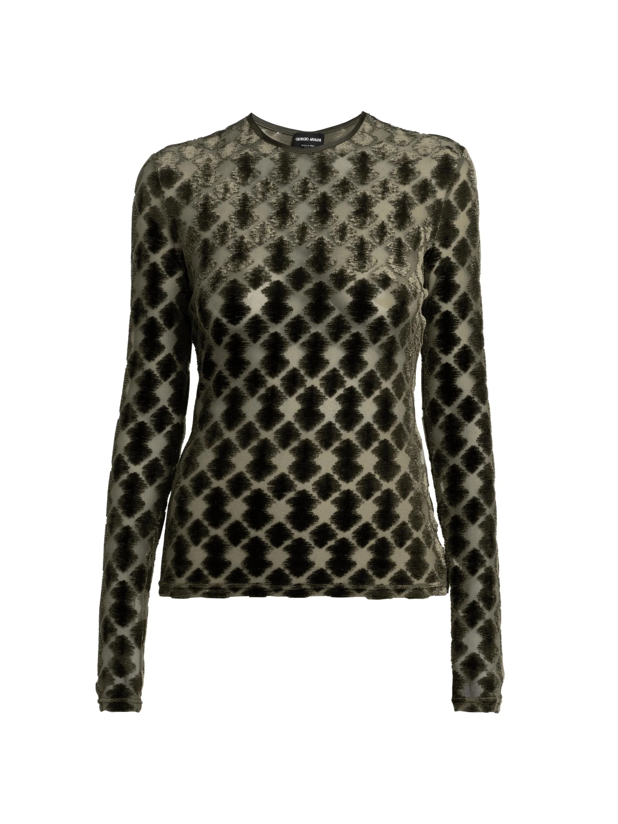 Women's Geometric Jersey Top - Chive - 1