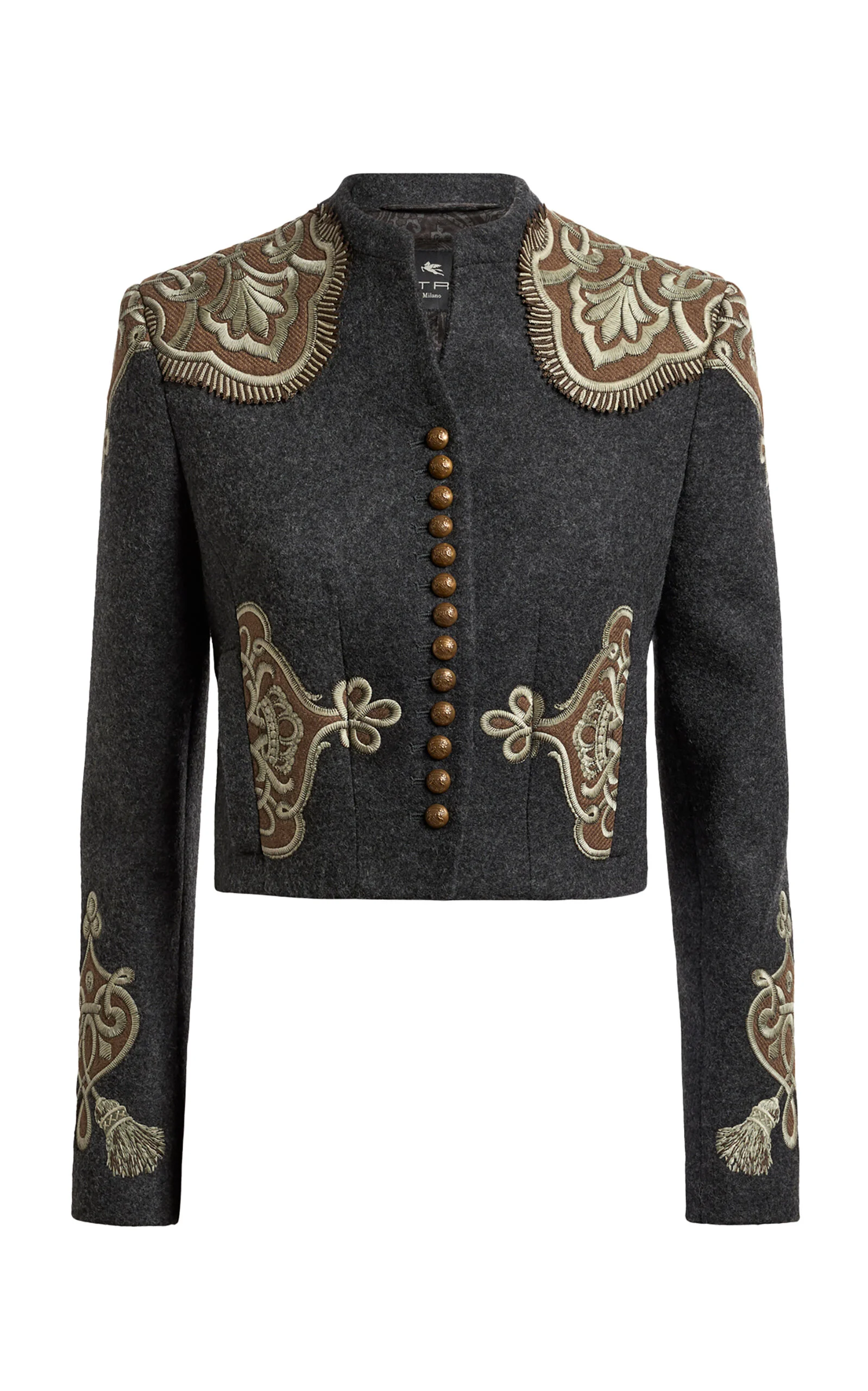 Cropped Wool-Blend Jacket grey - 1