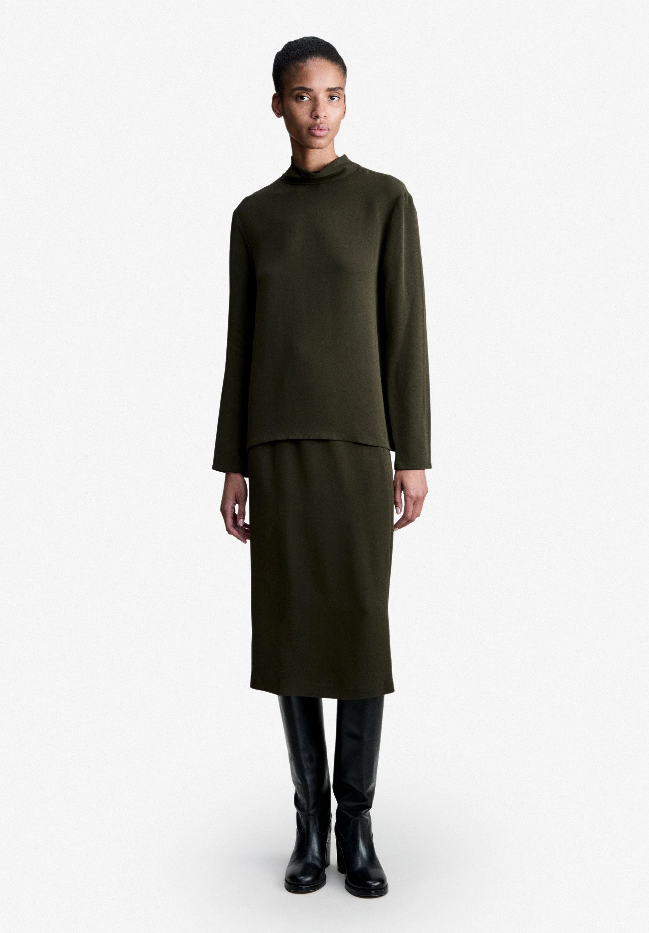 JEANNE BLOUSE - FLOWING DARK GREEN BLOUSE - 1