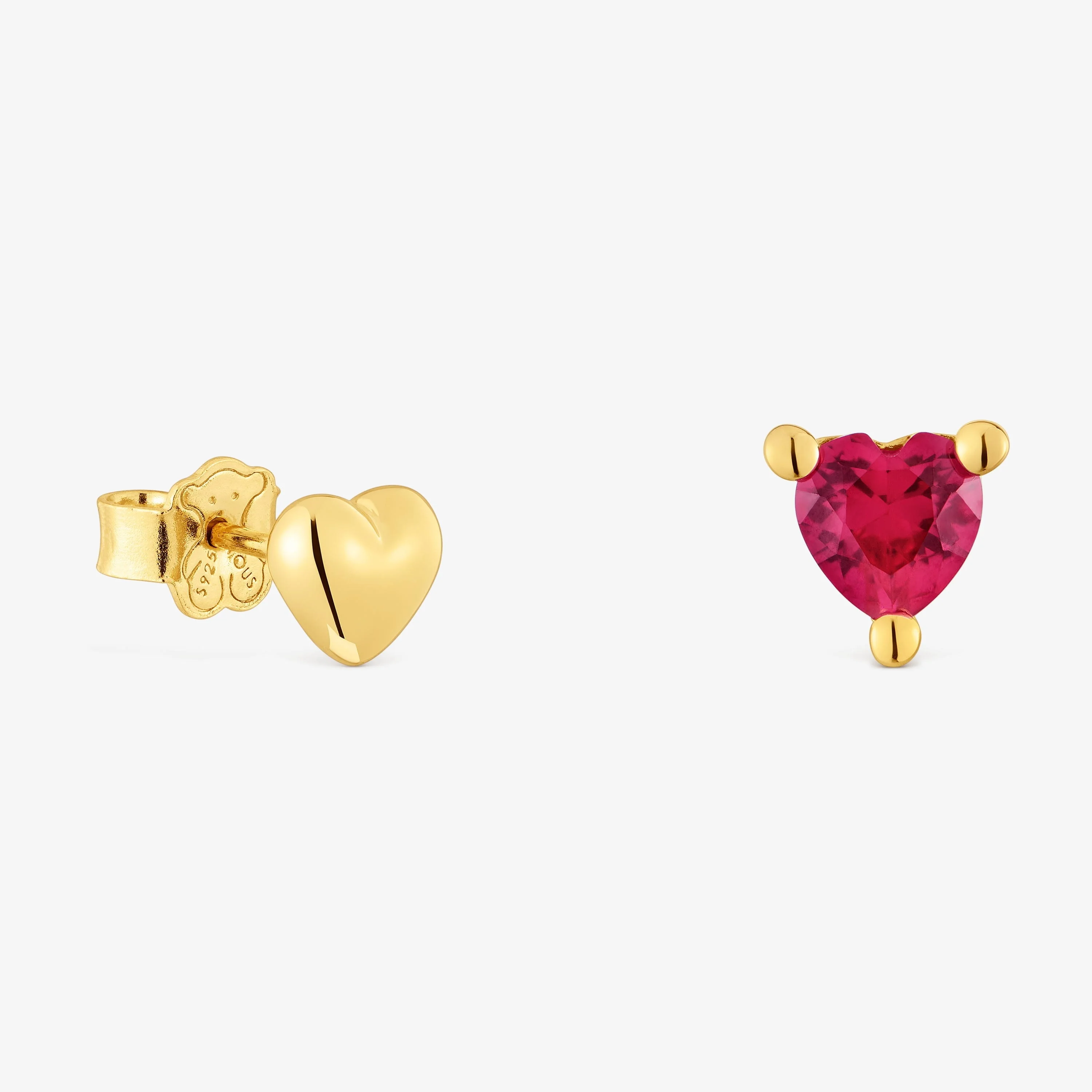 18K gold vermeil Earrings with lab-grown ruby Garden of Love LGG - 1
