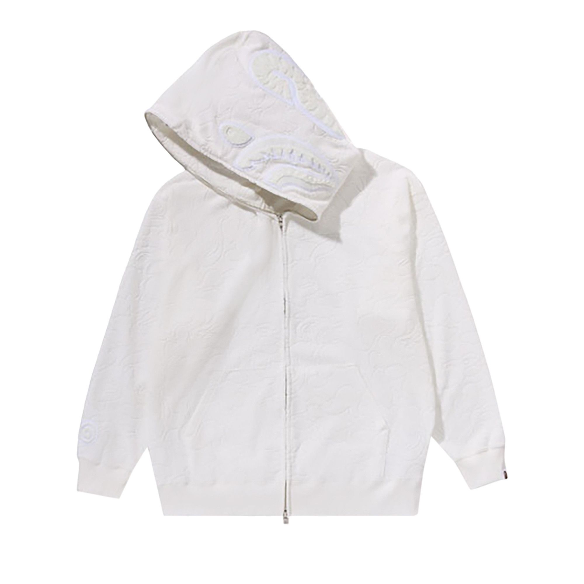 BAPE Line Camo Terry Towel Shark Zip Hoodie 'White' - 2