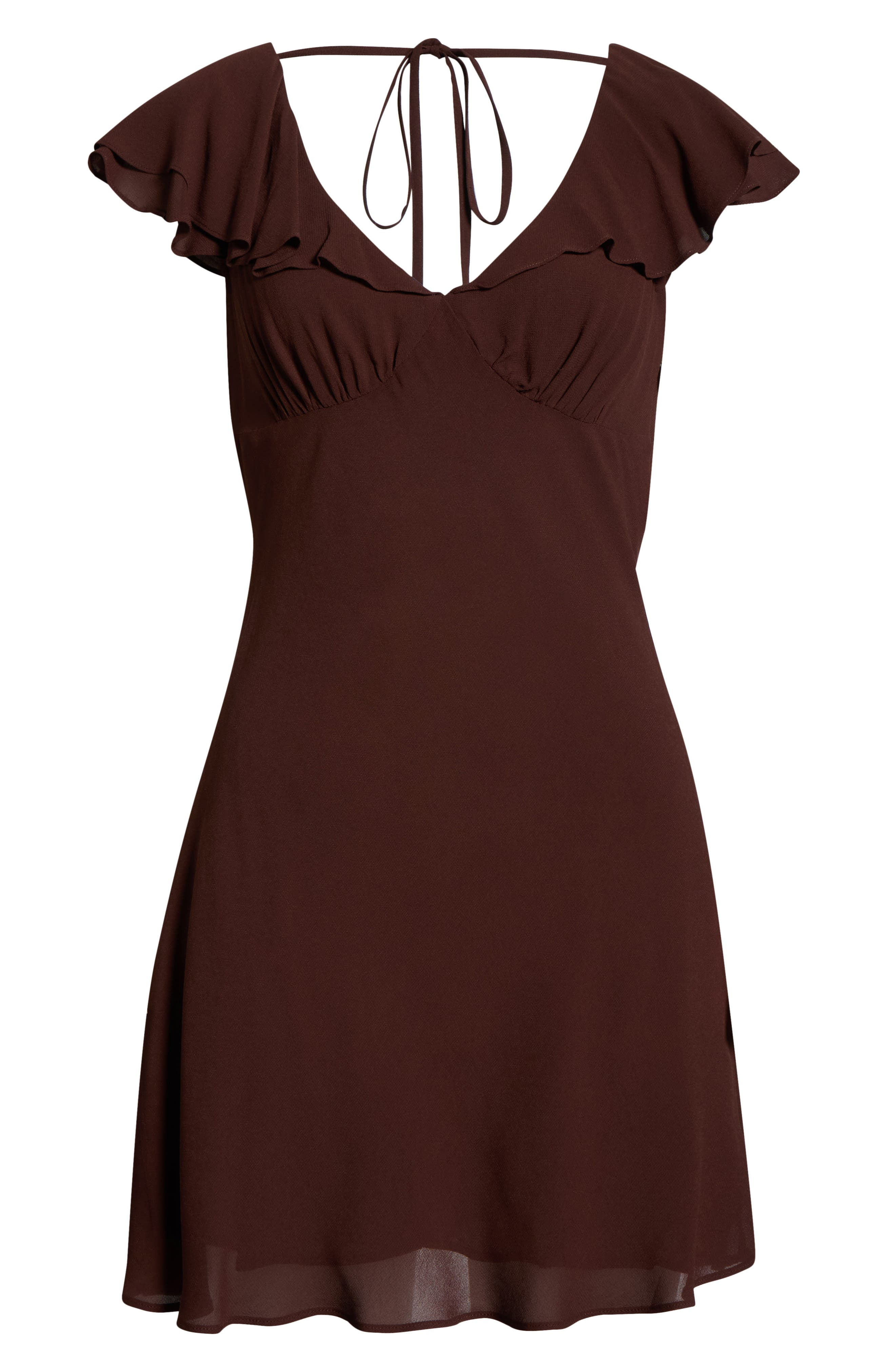 Reformation Arni Cap Sleeve Empire Waist Minidress in Cafe at Nordstrom - 5