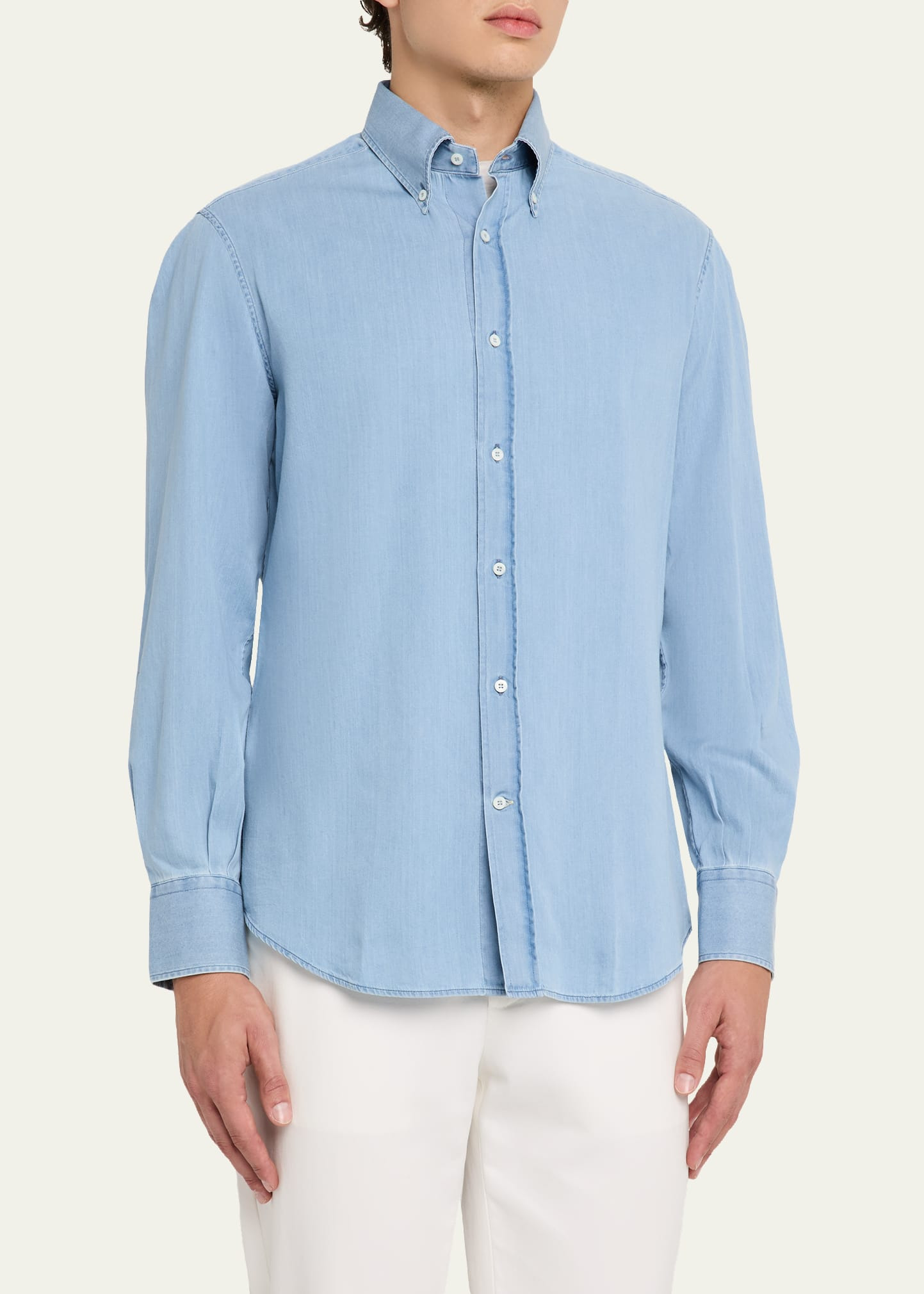 Men's Cotton Denim Button-Down Shirt - 4