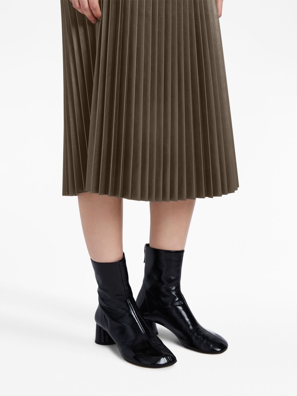 faux-leather pleated midi skirt - 5