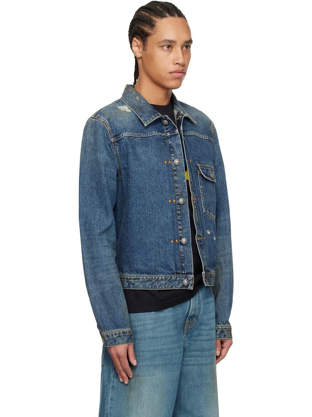 Blue Curved Logo Denim Jacket - 2