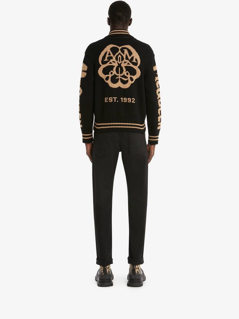 Mcqueen Graffiti Zipped Jumper in Black/beige - 4