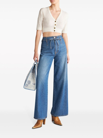 Etro floral-embroidered belted jeans outlook