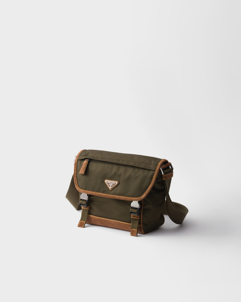 Medium Re-Nylon and suede shoulder bag 3