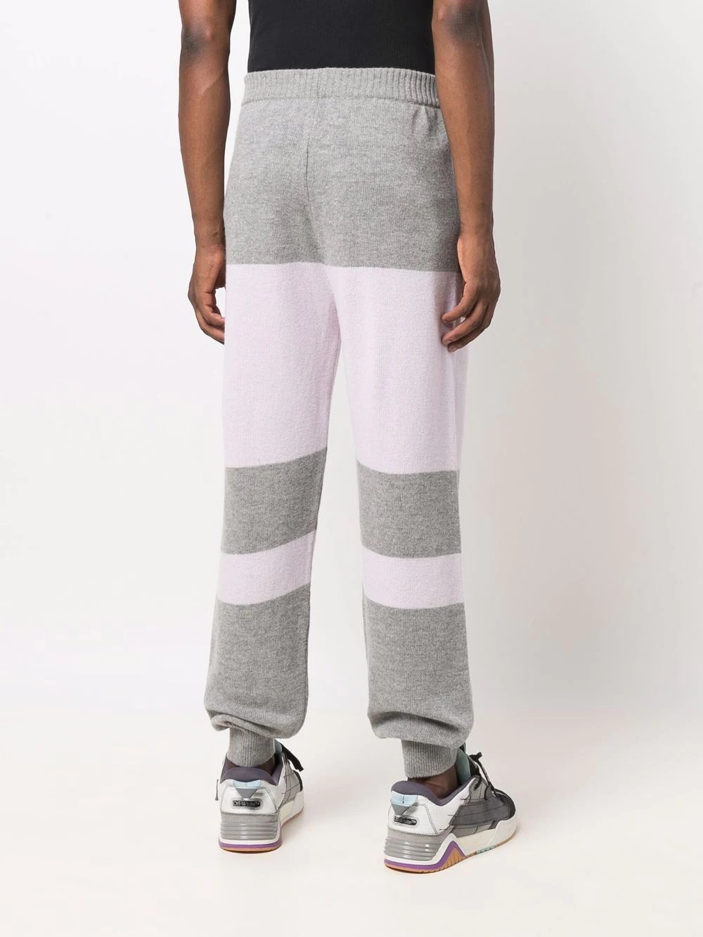 two-tone knitted track pants - 4