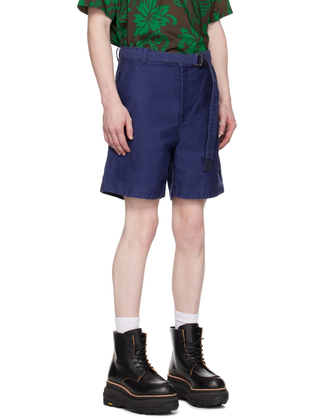 Blue Belted Shorts - 2