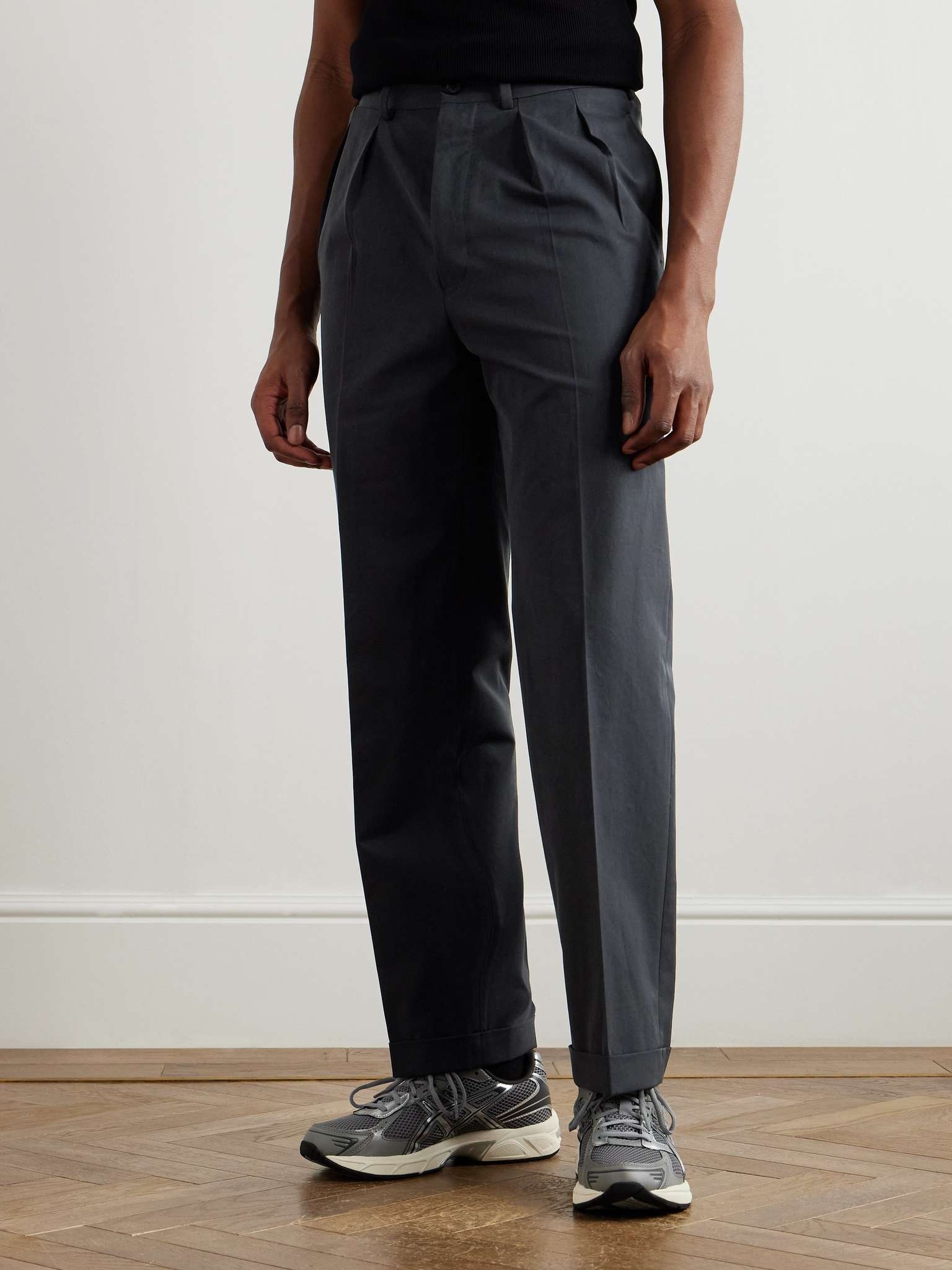 KAPTAIN SUNSHINE Straight-Leg Pleated Cotton-Gabardine