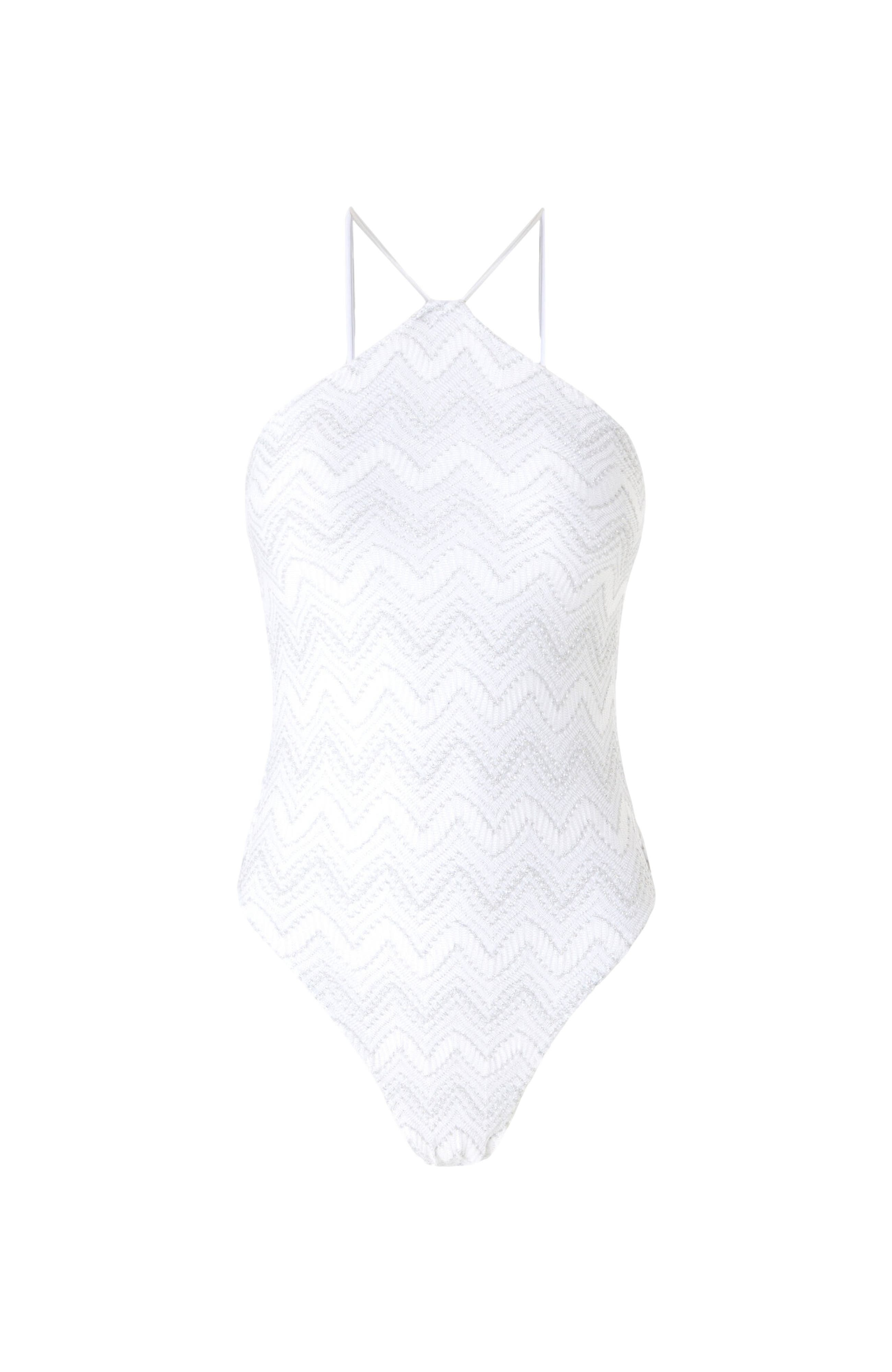 Missoni Zig Zag Lamé Viscose One-piece Swimsuit With Halter Neck in Silver at Nordstrom - 6