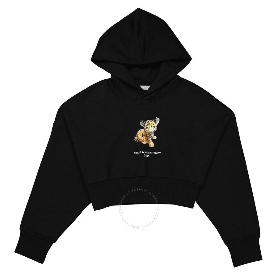 Stella Mccartney Ladies Black Tiger-Print Cropped Hoodie - 4