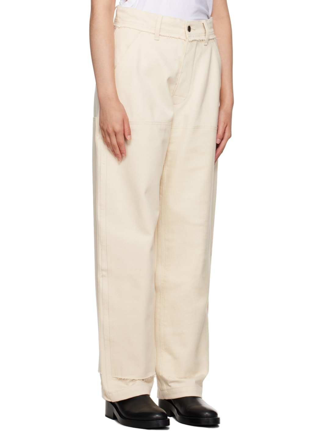 Beige Panel Trousers - 2