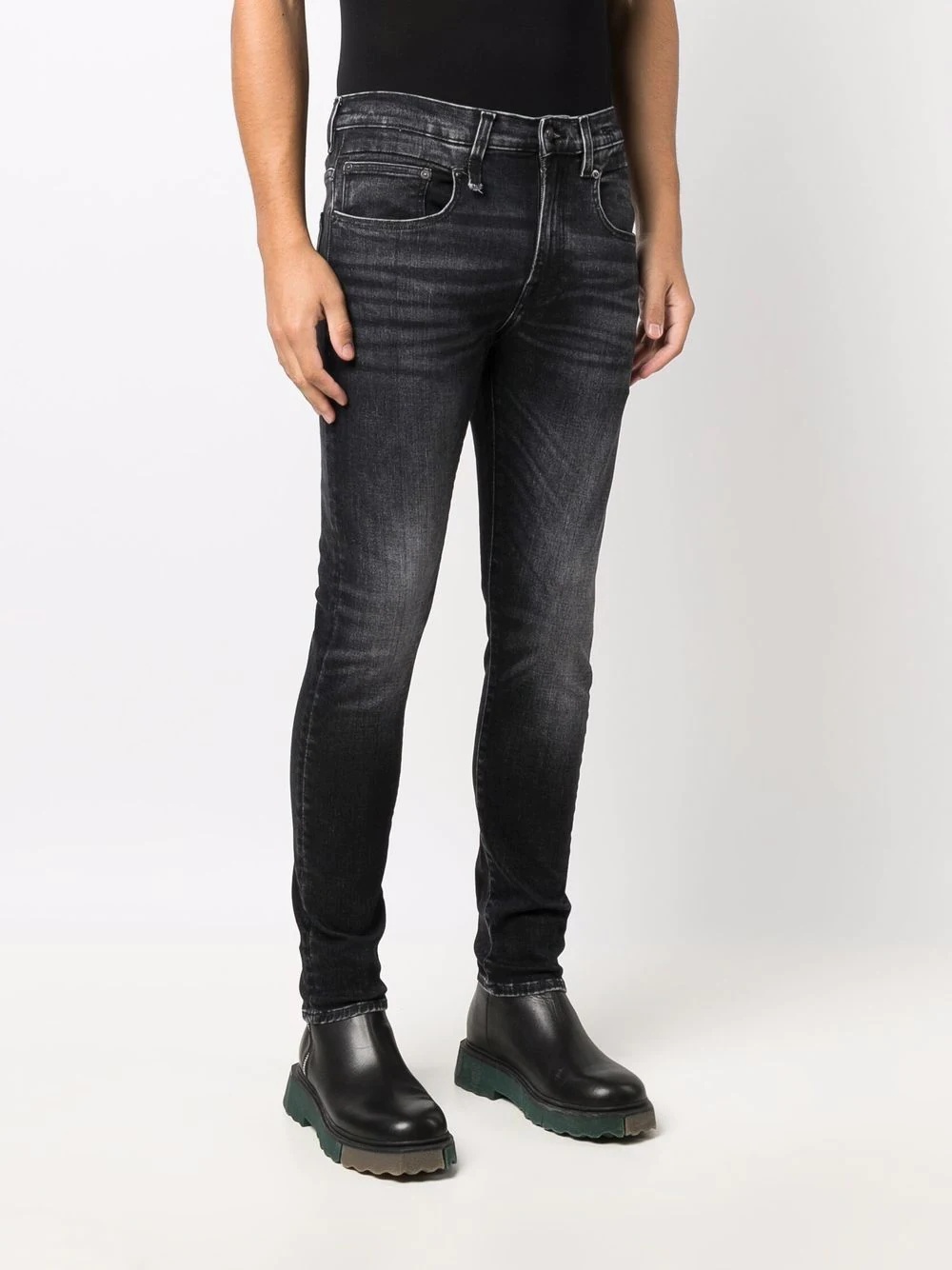 skinny-cut washed jeans - 3