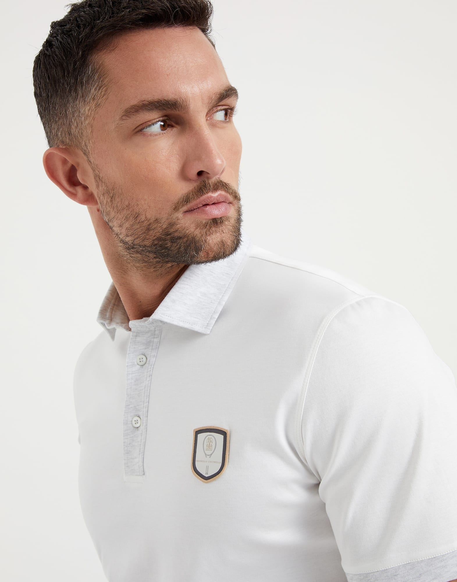 Cotton jersey polo with contrast details and tennis badge - 3