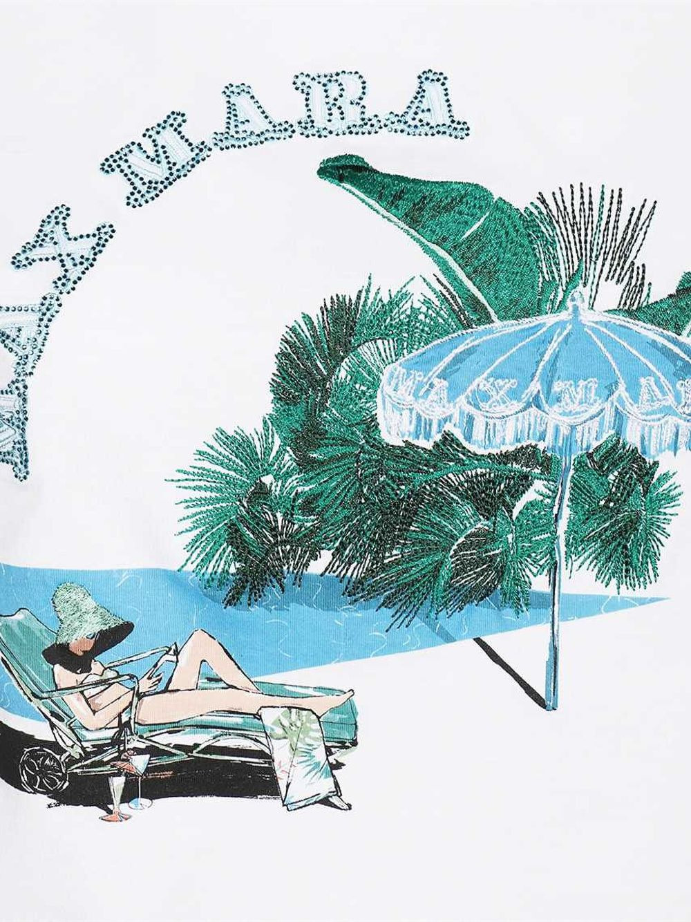 embroidered beach-scene T-shirt - 3