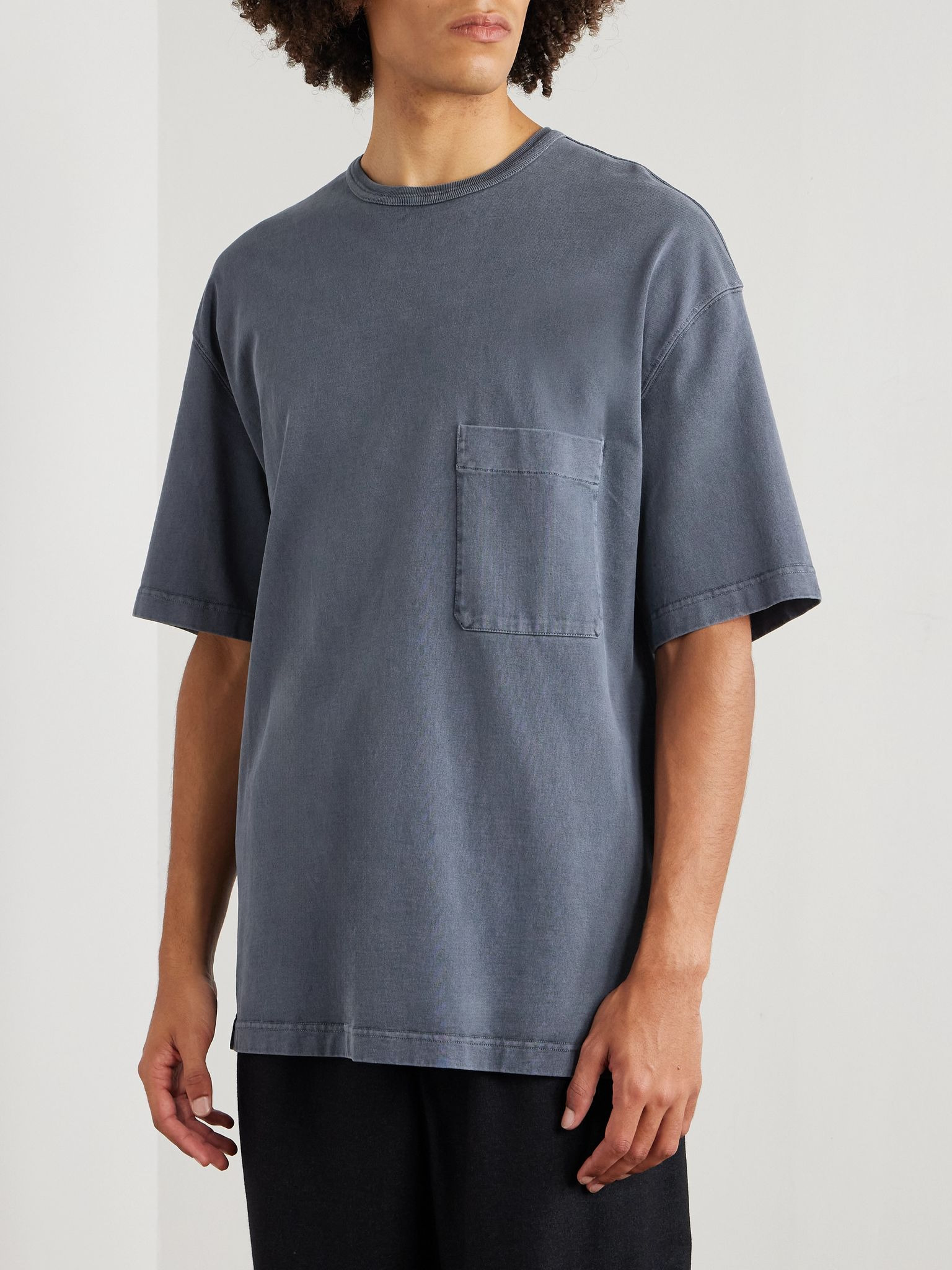 Garment-Dyed Cotton-Jersey T-Shirt Navy - 3