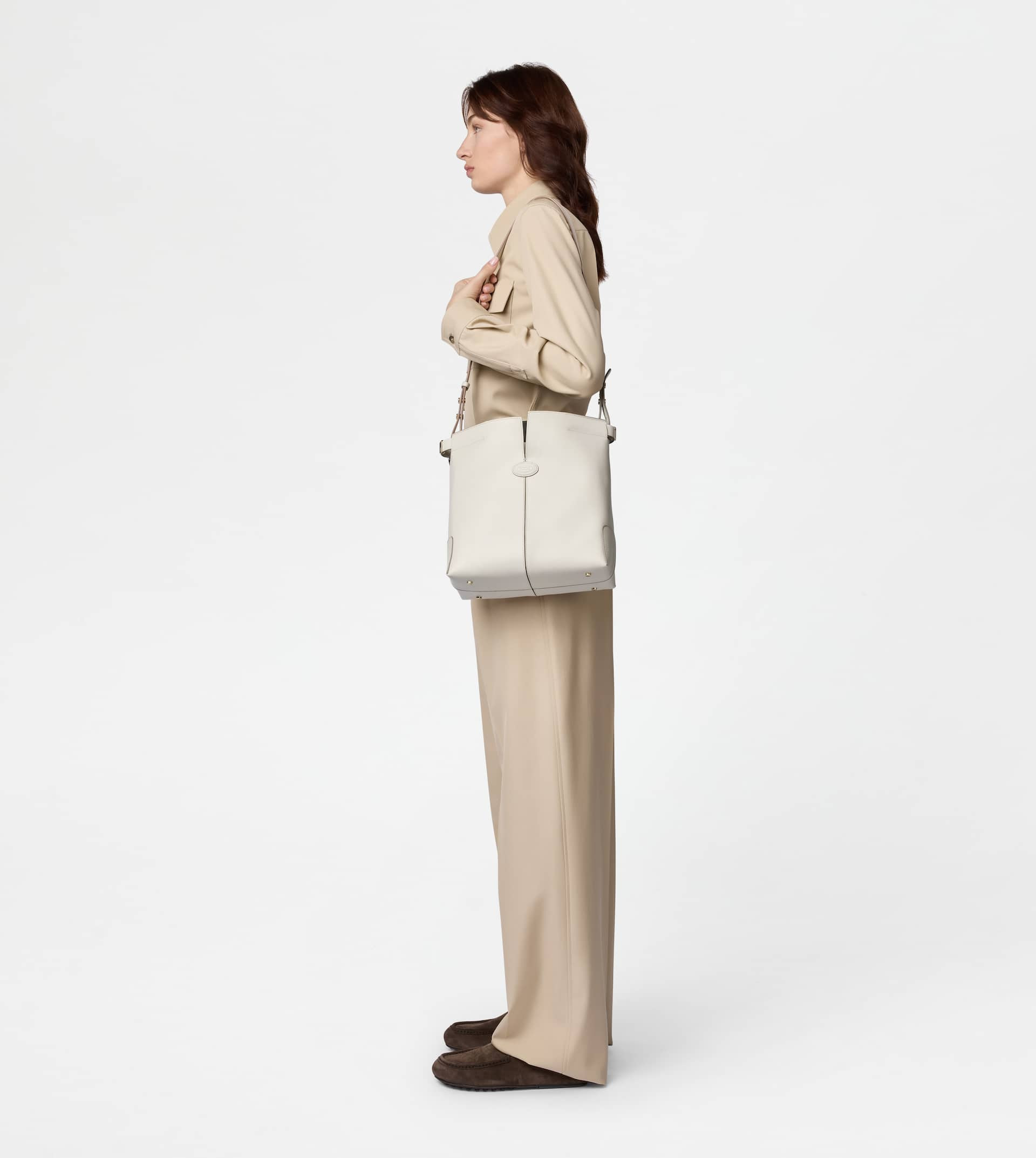TOD'S DI BAG FOLIO IN LEATHER SMALL - OFF WHITE - 10
