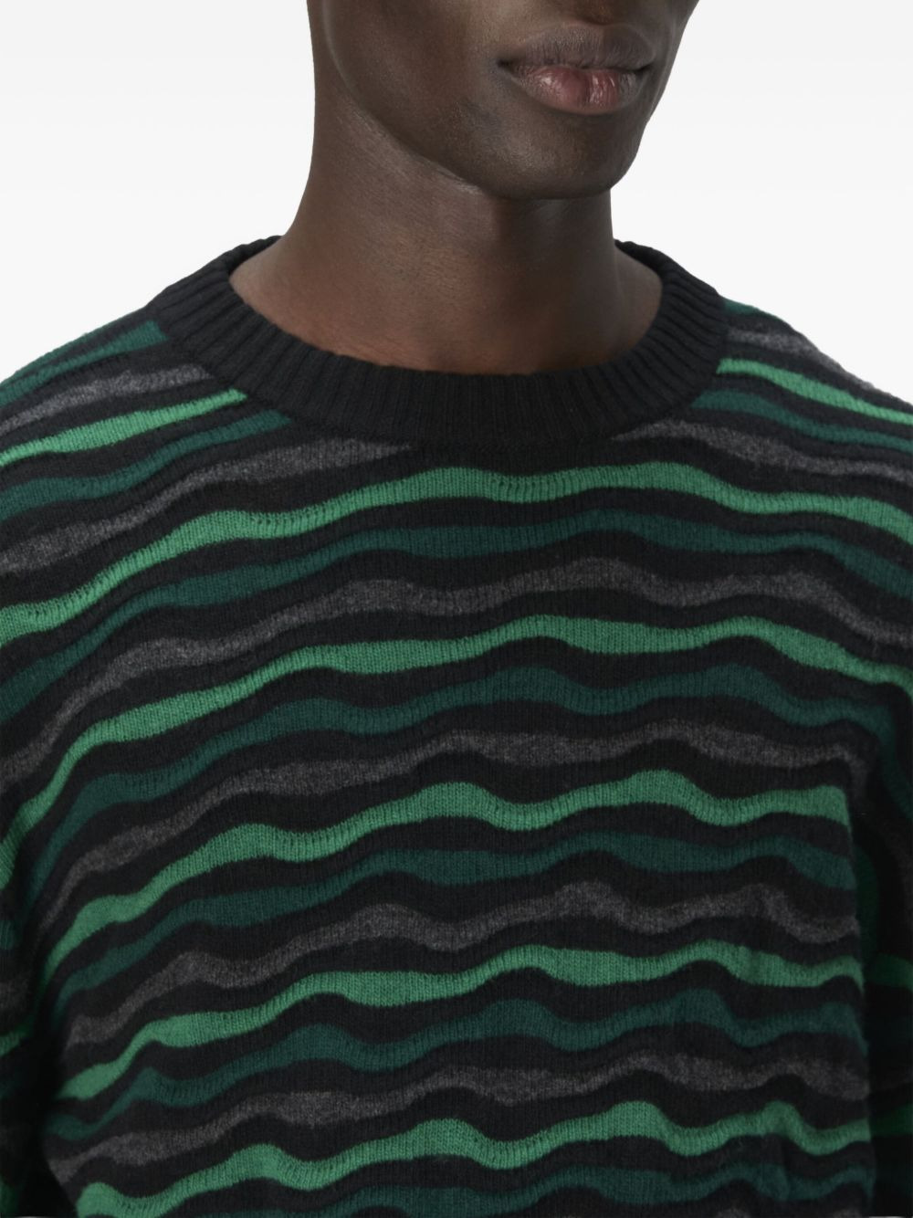 wave-pattern crew-neck sweater - 4