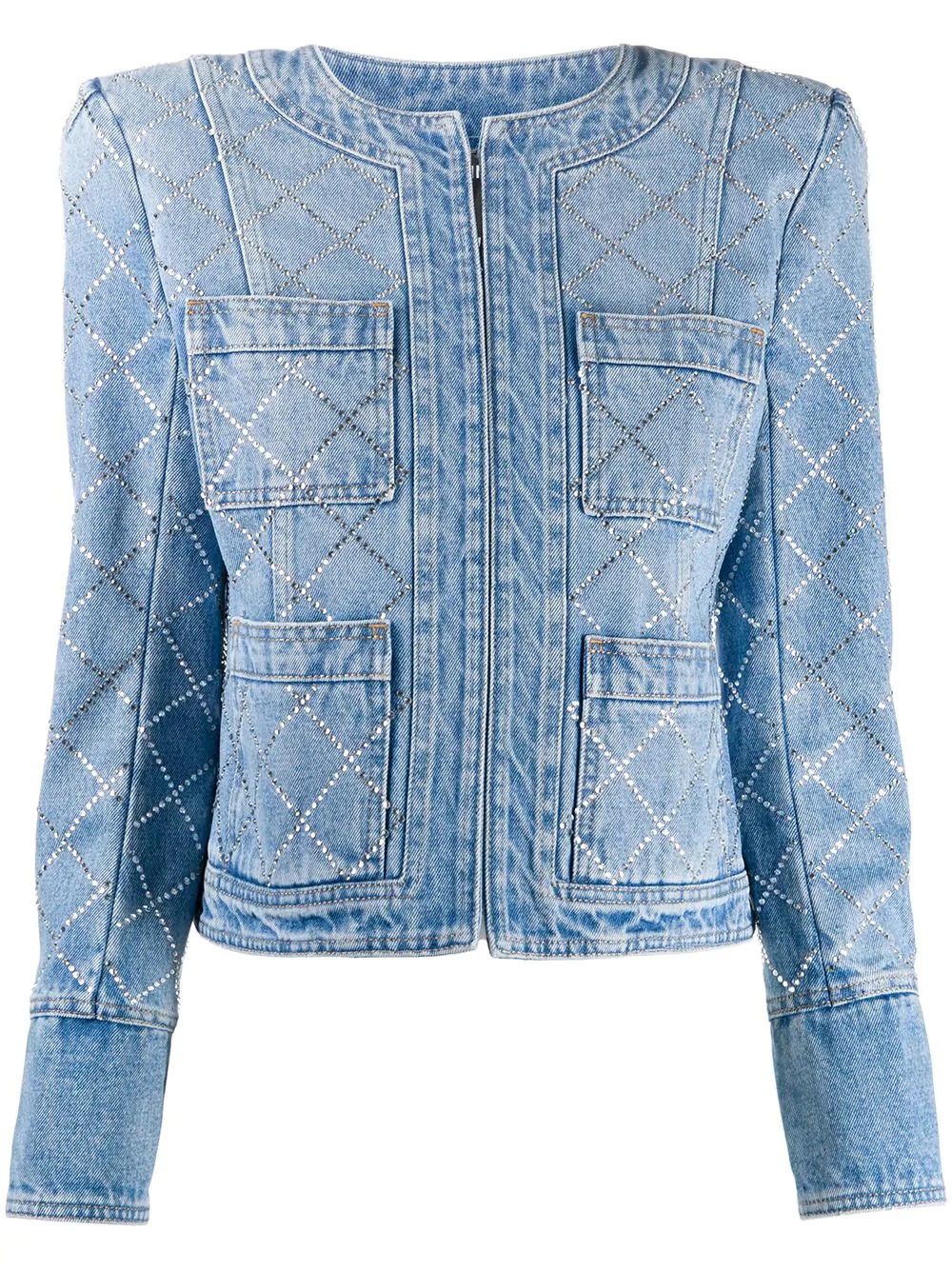 gemstone embellished denim jacket - 1