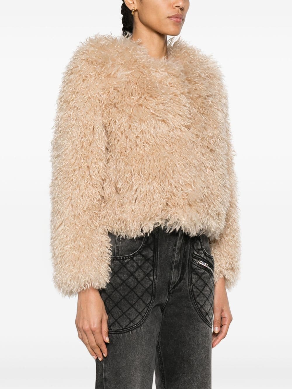 Faustine faux-shearling cropped jacket - 3