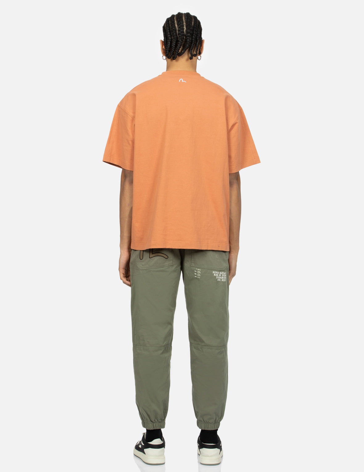 Seagull Appliqué Embroidery and Slogan Print Relax Fit Cargo Pants - 5