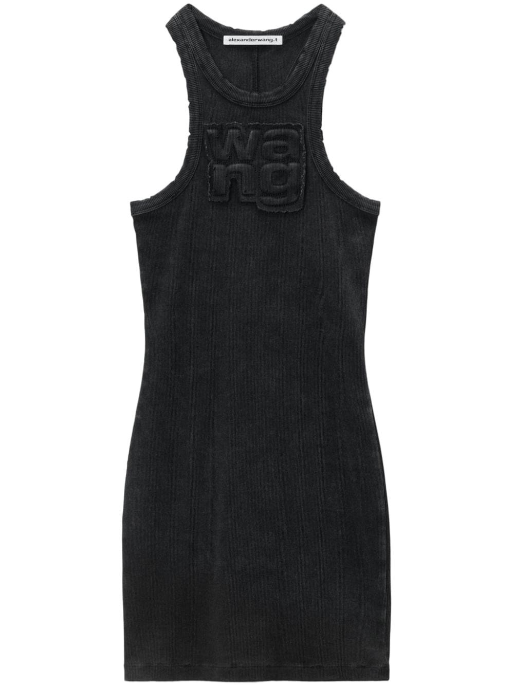 alexander wang rib knit dress Knit Logo Mini Dress in BLUE