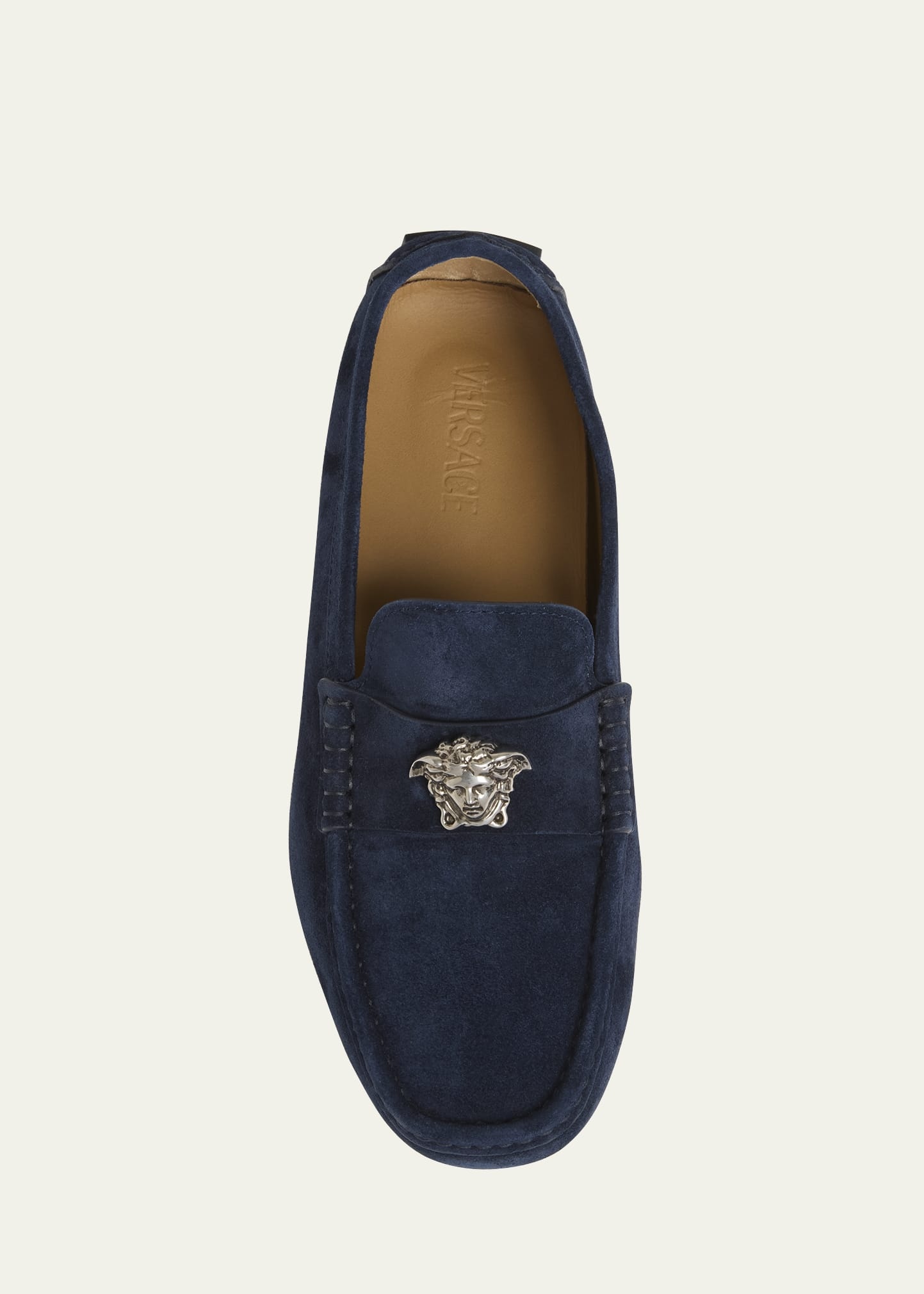 Men's Medusa-Ornament Suede Drivers - 5