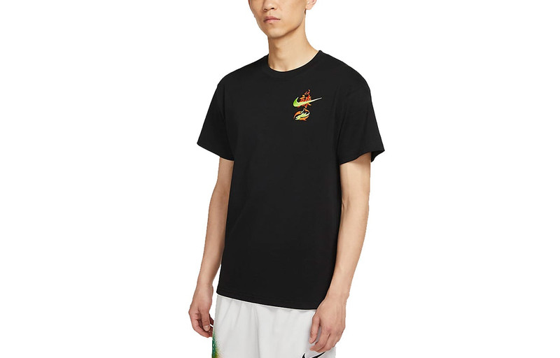 Nike Printing Loose Basketball Sports Short Sleeve Pickled Pepper Paul George Black DO2320-010 - 1