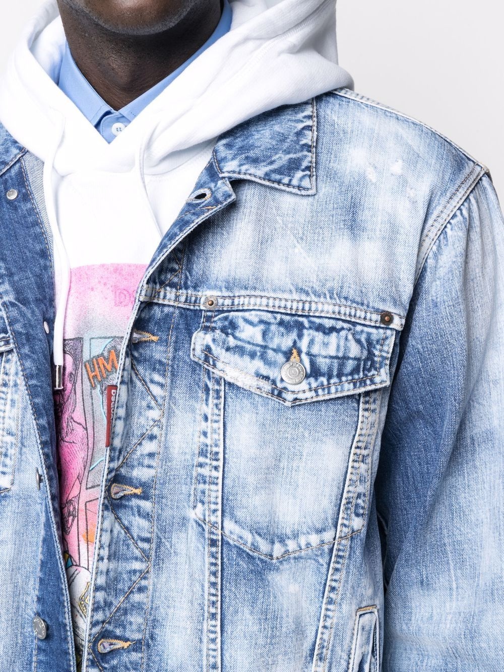 distressed denim jacket - 5