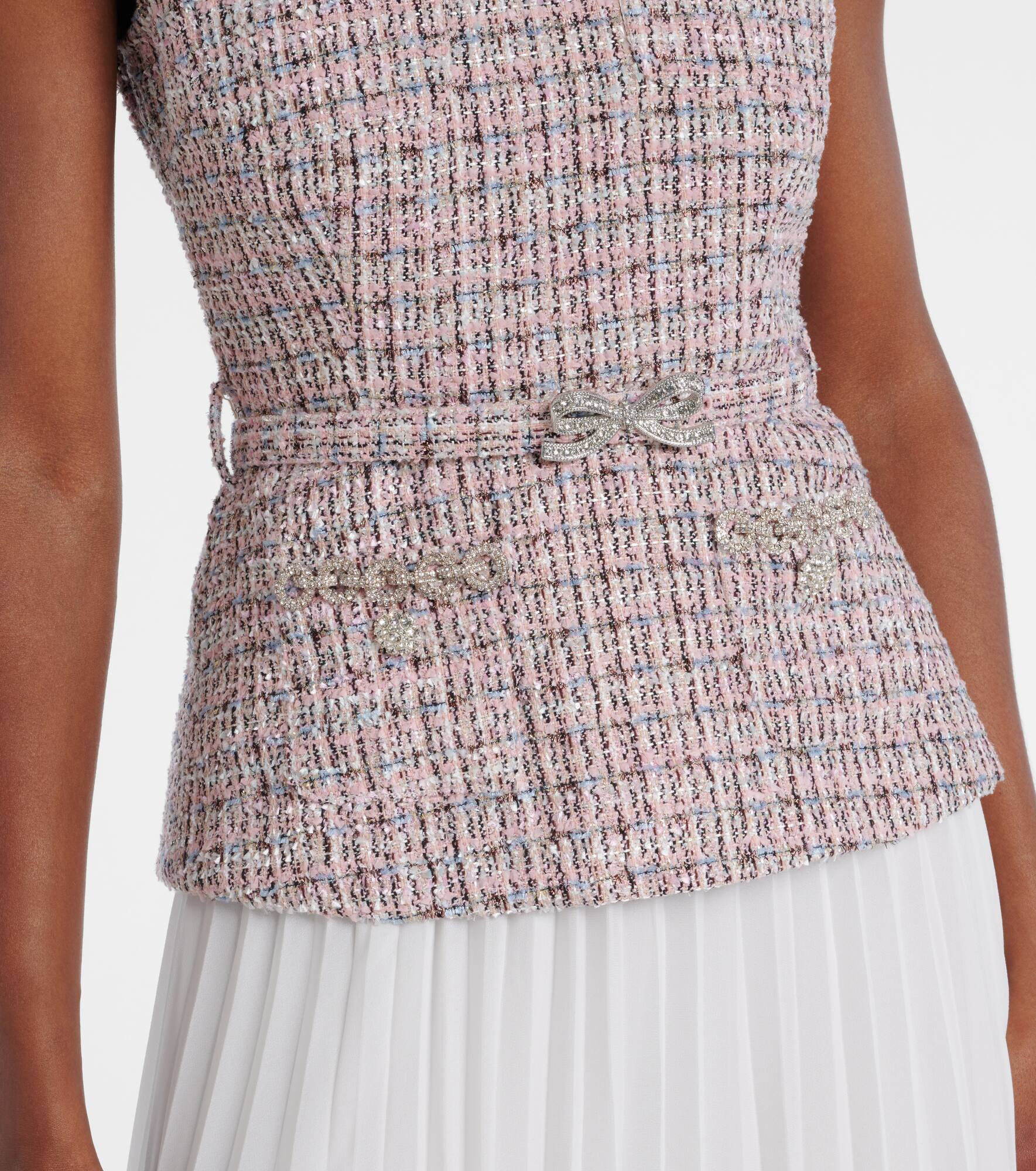 Bouclé and chiffon midi dress - 5