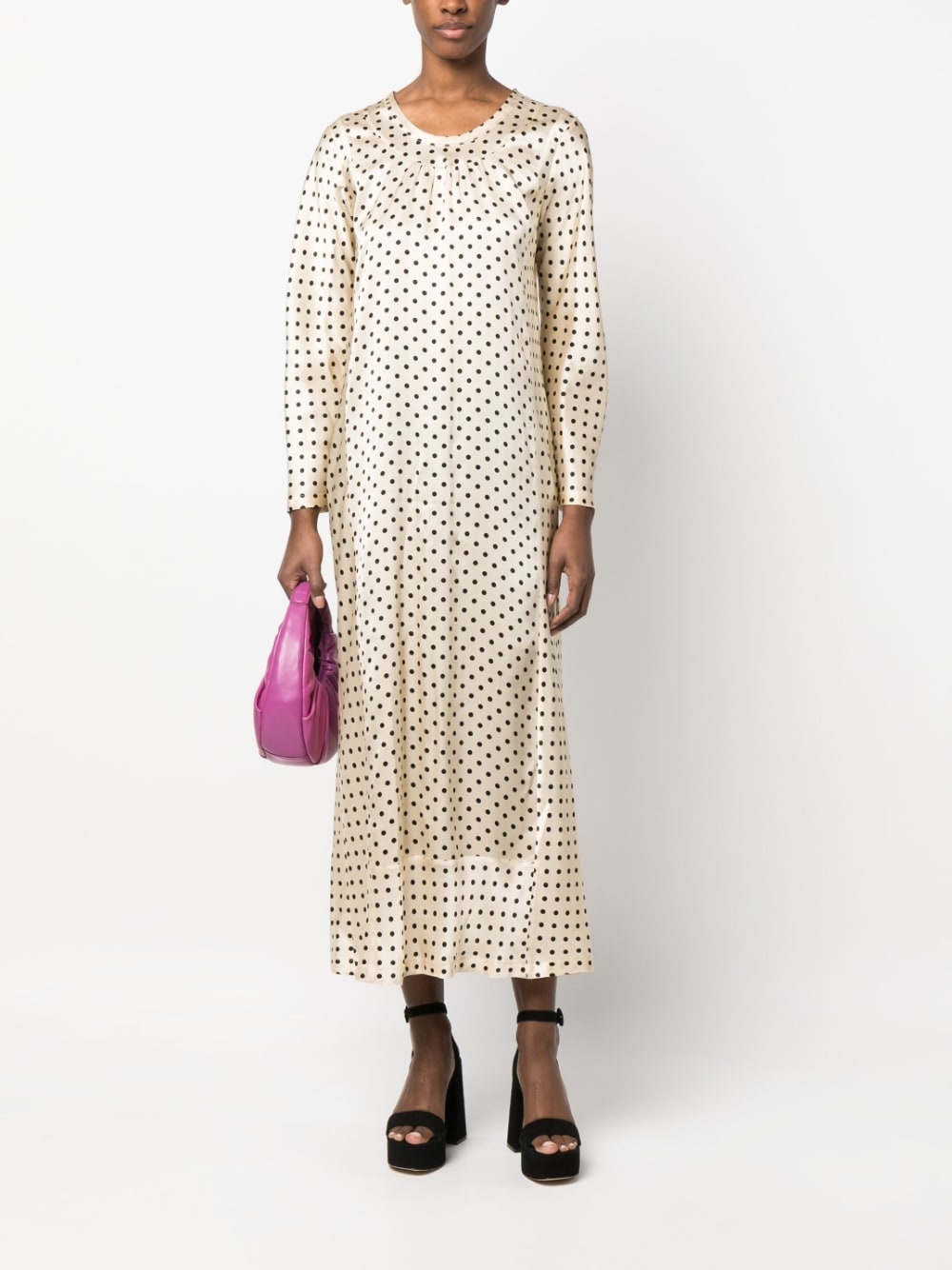 polka dot-print silk dress - 2