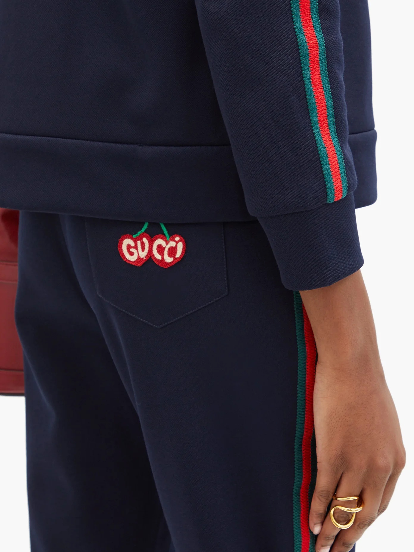 Cherry-embroidered pique track jacket - 4