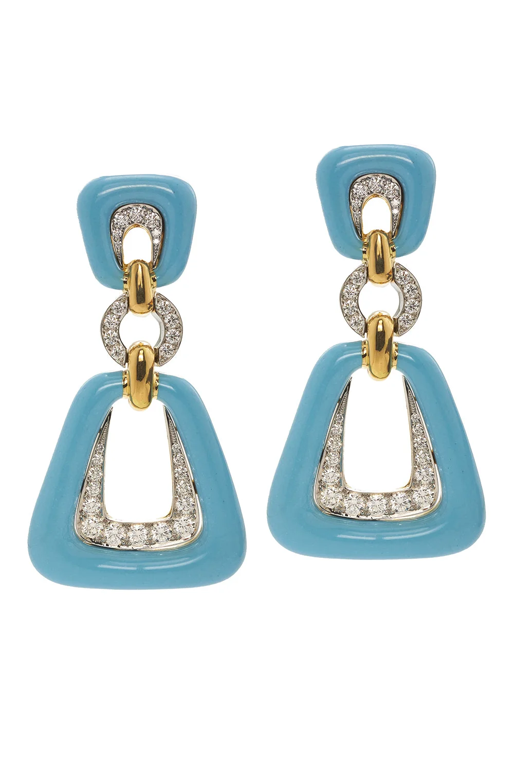 Diamond Light Blue Dinner Bell Earrings - 1