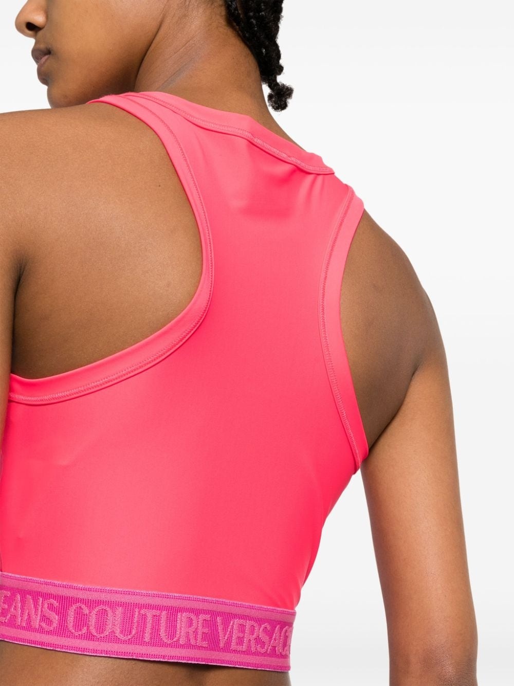 logo-jacquard jersey crop top - 5