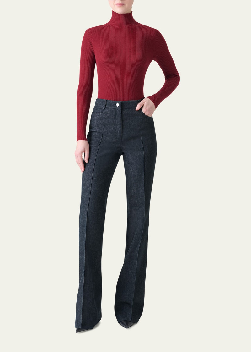AKRIS Mock-Neck Cashmere-Silk Fine Rib Sweater outlook