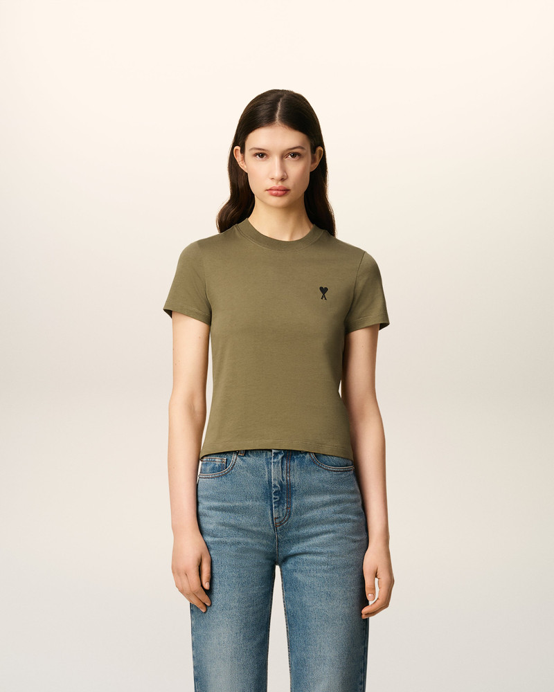 AMI Paris GREEN COTTON CROPPED AMI DE COEUR T-SHIRT outlook