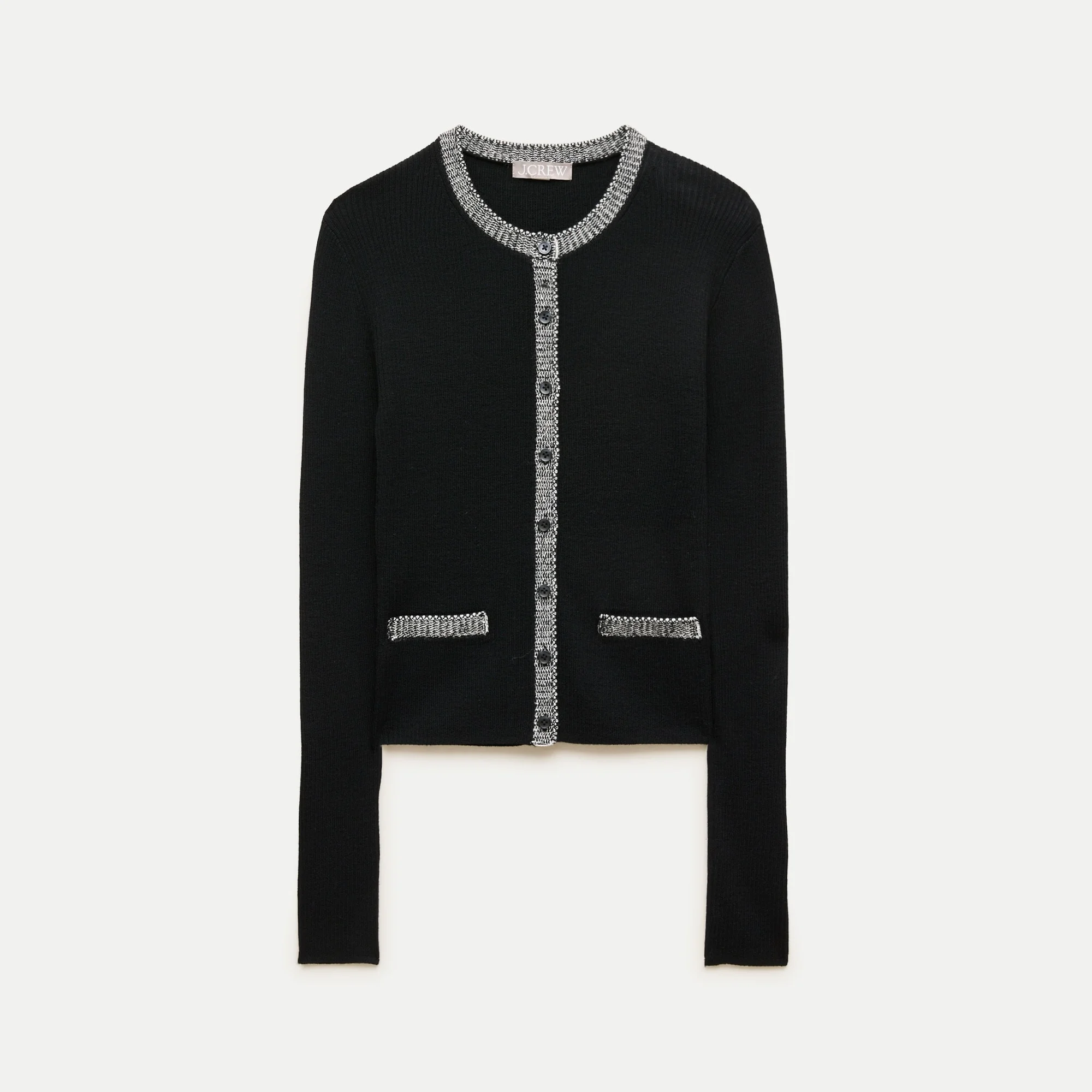Crochet-trim cardigan in merino wool blend - 1