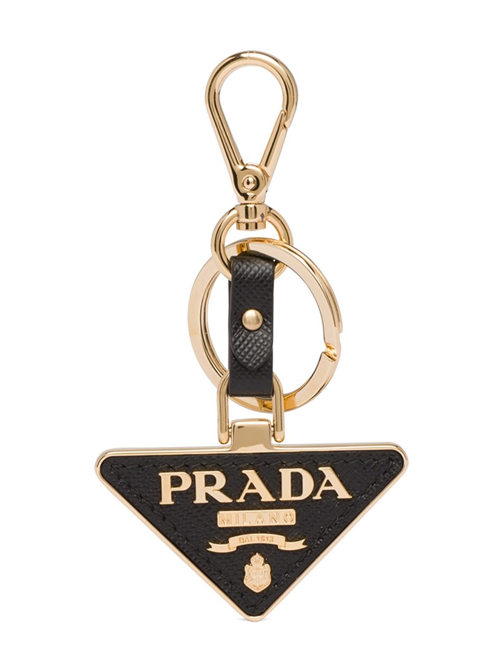 triangle-logo leather keychain - 1