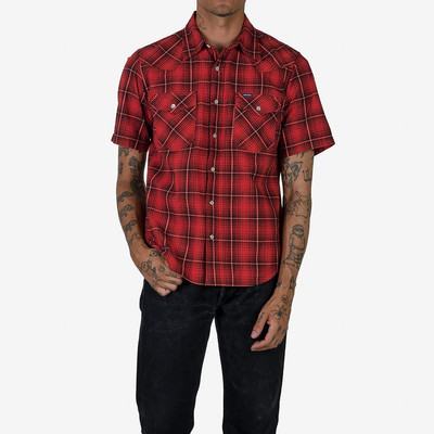 Iron Heart IHSH-386-RED 5oz Selvedge Short Sleeved Western Shirt - Red Vintage Check outlook